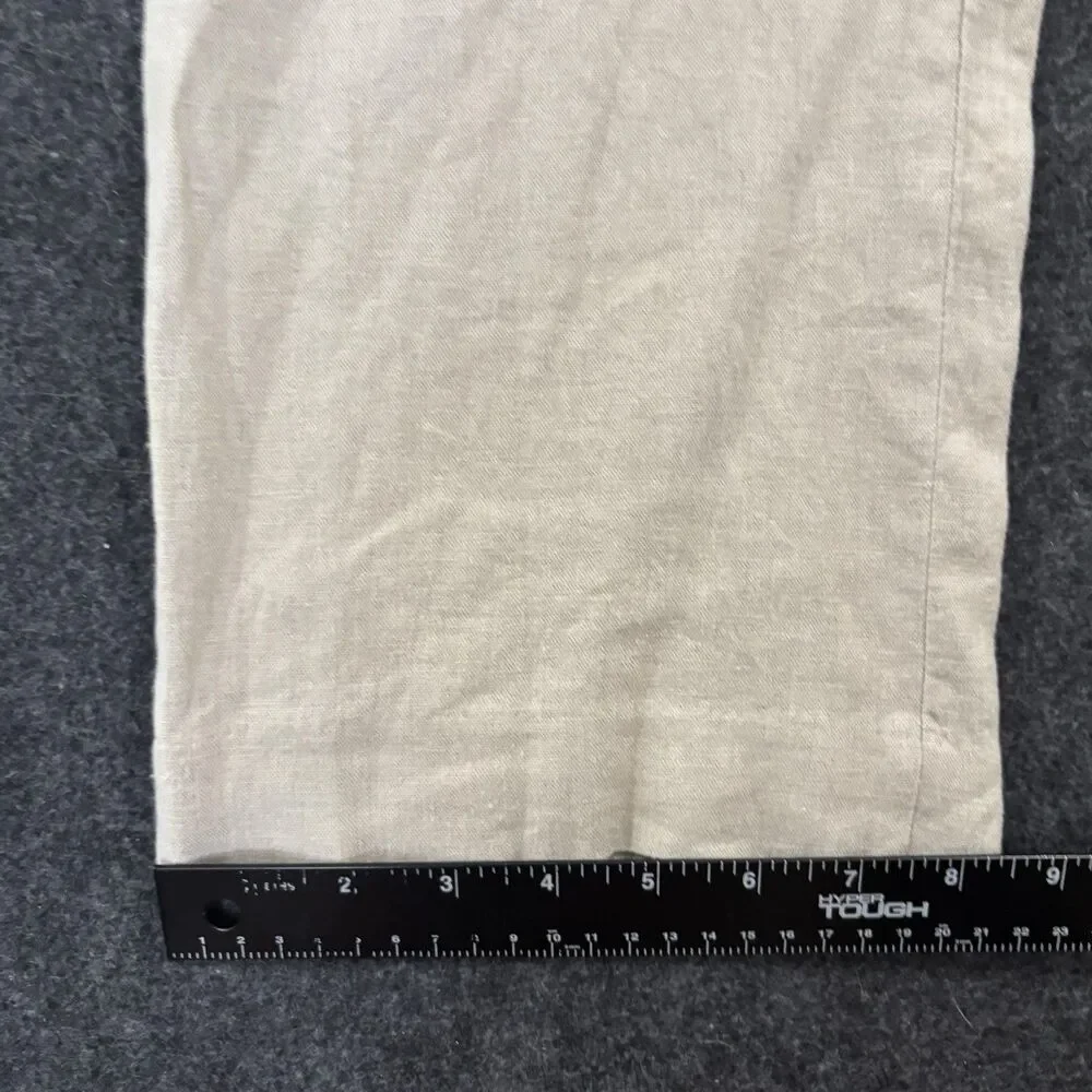 Alan Flusser Pants Men's 36x30 Beige Linen Blend Dress Casual Flat Front